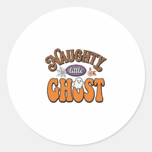Naughty Little Ghost Vintage Halloween Shirt Desig Classic Round Sticker