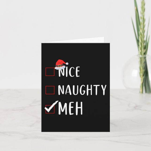 Naughty Meh List Funny Christmas  Card (Front)