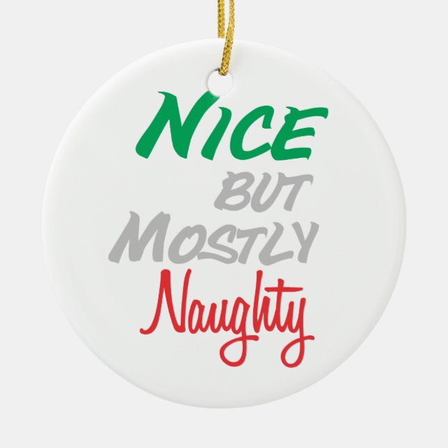Naughty Mix Up Ceramic Tree Decoration (Front)