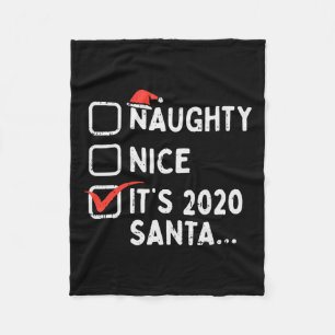 Naughty Nice 2020 Santa Funny Christmas Xmas Quara Fleece Blanket