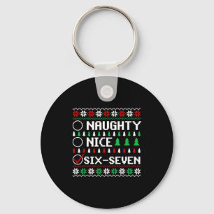 Naughty Nice 6-7 Funny Brainrot Meme Ugly Xmas Six Key Ring
