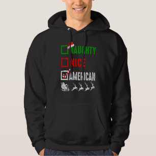 Naughty Nice American Christmas Pyjamas Funny Sant Hoodie