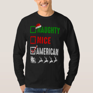 Naughty Nice American Christmas Pyjamas Funny Sant T-Shirt