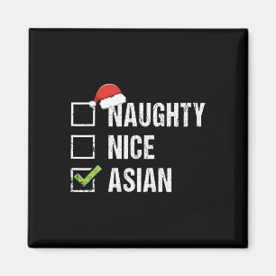 Naughty Nice Asian Asia Santa Hat Christmas Gift  Magnet