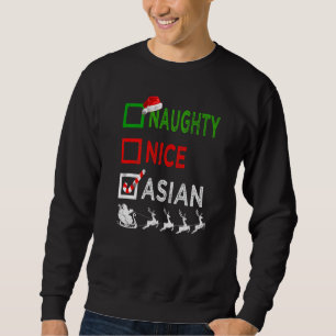 Naughty Nice Asian Christmas Pyjamas Santa Hat Xma Sweatshirt