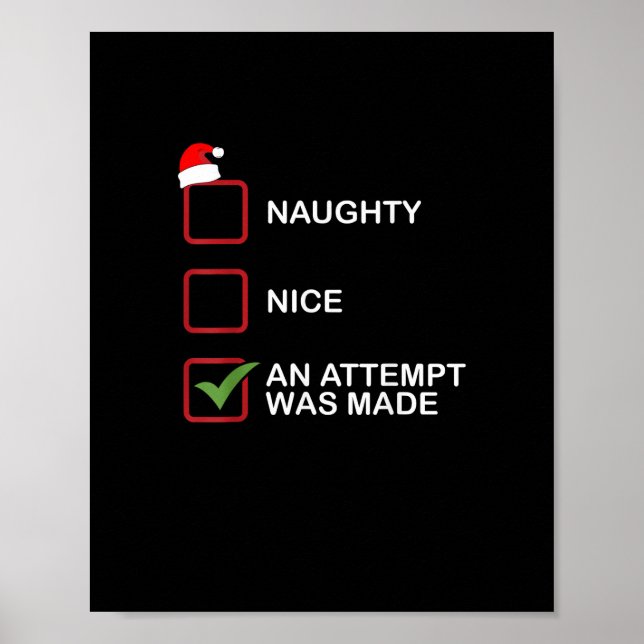 Naughty Nice Attempt Made Funny Christmas List  Poster (Front)