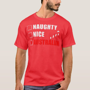 Naughty Nice Australian Candy Cane Christmas Santa T-Shirt