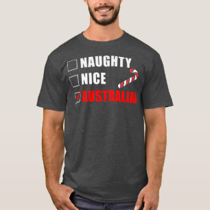 Naughty Nice Australian Candy Cane Christmas Santa T-Shirt