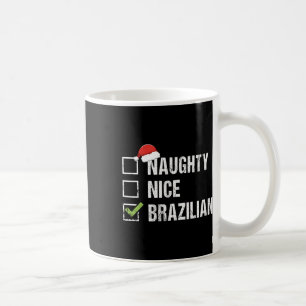 Naughty Nice Brazilian Brazil Santa Hat Christmas Coffee Mug