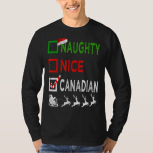 Naughty Nice Canadian Christmas Pyjamas Funny Sant T-Shirt