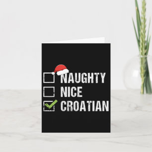 Naughty Nice Croatian Croatia Santa Christmas Gift Card