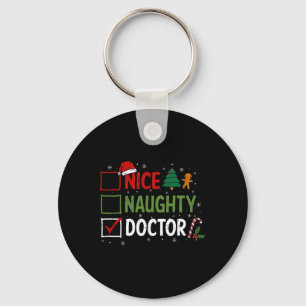Naughty Nice Doctor Christmas Pyjamas Santa Claus  Key Ring