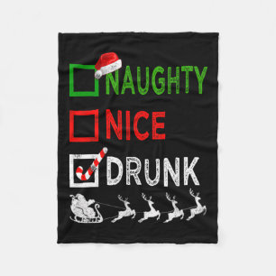 Naughty Nice Drunk Christmas Pyjamas Funny Santa H Fleece Blanket