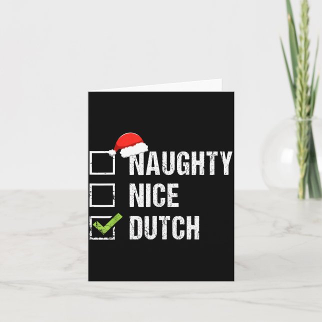 Naughty Nice Dutch Shirt Netherlands Santa Christm Card (Front)