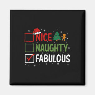 Naughty Nice Fabulous Christmas Pyjamas Santa Clau Magnet