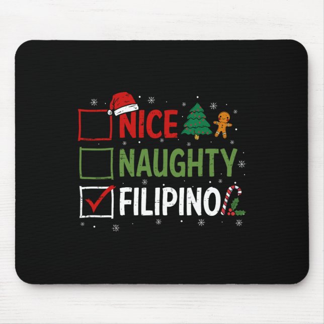 Naughty Nice Filipino Christmas Pyjamas Santa Clau Mouse Pad (Front)