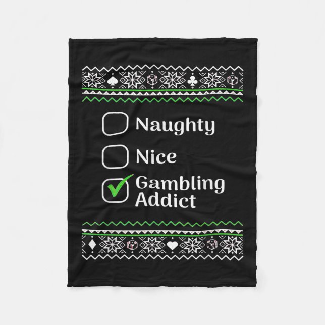 Naughty Nice Gambling Addict Christmas  Fleece Blanket (Front)