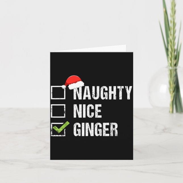 Naughty Nice Ginger Redhead Santa Hat Irish Christ Card (Front)