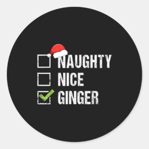 Naughty Nice Ginger Redhead Santa Hat Irish Christ Classic Round Sticker