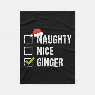 Naughty Nice Ginger Redhead Santa Hat Irish Christ Fleece Blanket