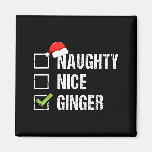 Naughty Nice Ginger Redhead Santa Hat Irish Christ Magnet (Front)
