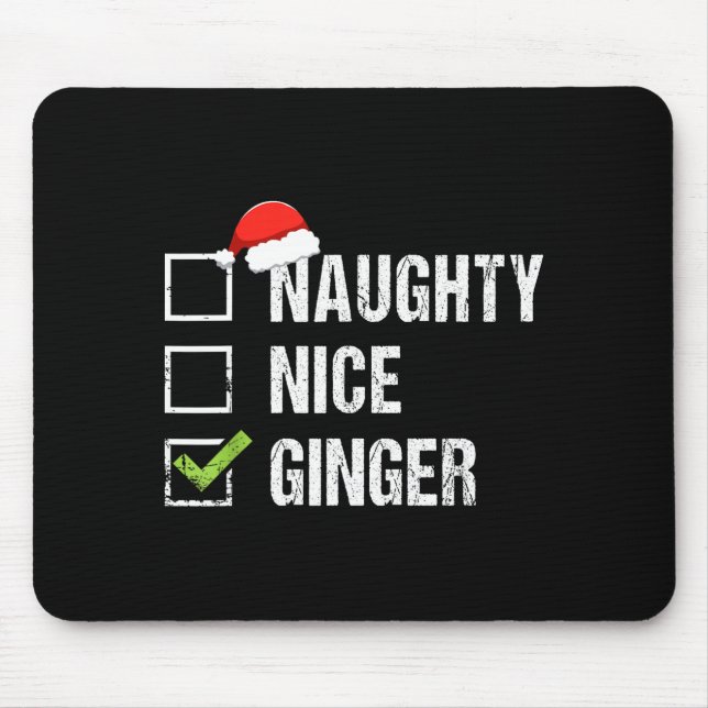 Naughty Nice Ginger Redhead Santa Hat Irish Christ Mouse Pad (Front)