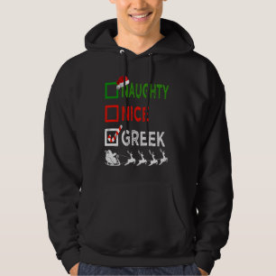 Naughty Nice Greek Christmas Pyjamas Funny Santa H Hoodie