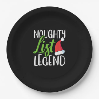 Naughty Nice Holiday List Funny Seasonal Humor Paper Plate