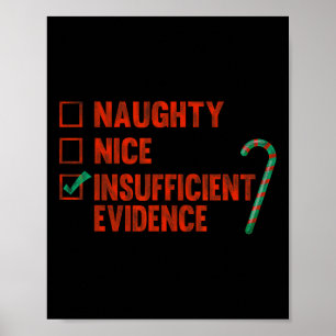 Naughty Nice Insufficient Evidence Funny Christmas Poster