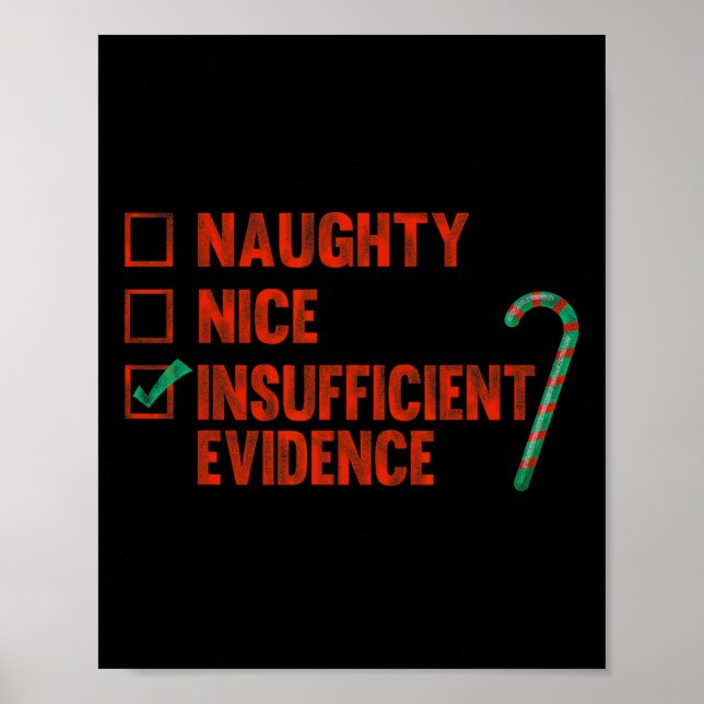 Naughty Nice Insufficient Evidence Funny Christmas Poster (Front)
