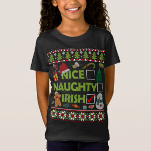 Naughty Nice Irish Funny Christmas Santa Gift Ugly T-Shirt