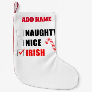 Naughty Nice Irish Personalised Small Christmas Stocking