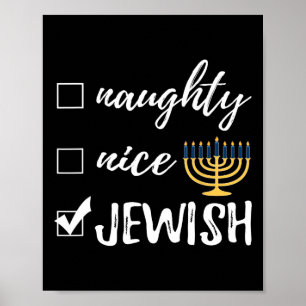 Naughty Nice Jewish Funny Ugly Christmas Hanukkah  Poster