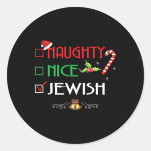 Naughty Nice Jewish Group Matching Christmas Gifts Classic Round Sticker