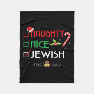 Naughty Nice Jewish Group Matching Christmas Gifts Fleece Blanket