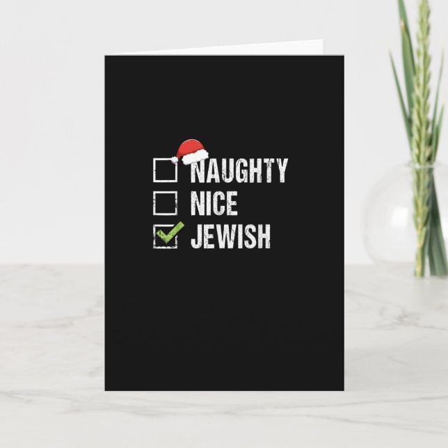 Naughty Nice Jewish Santa Christmas  Card (Front)
