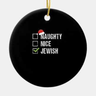 Naughty Nice Jewish Santa Christmas Ceramic Tree Decoration