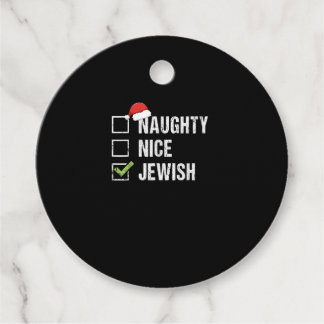 Naughty Nice Jewish Santa Christmas Favour Tags