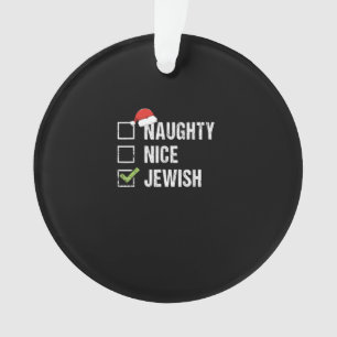 Naughty Nice Jewish Santa Christmas  Ornament