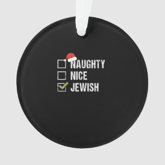 Naughty Nice Jewish Santa Christmas Ornament