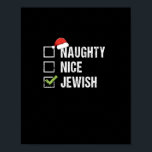 Naughty Nice Jewish Santa Christmas   Poster<br><div class="desc">Playful holiday checklist design featuring a cheeky Jewish Santa theme with a clean,  modern Christmas aesthetic.</div>