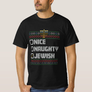 Naughty Nice Jewish Santa Ugly Christmas Hanukkah  T-Shirt