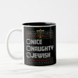 Naughty Nice Jewish Santa Ugly Christmas Hanukkah  Two-Tone Coffee Mug<br><div class="desc">Naughty Nice Jewish Santa Ugly Christmas Hanukkah</div>