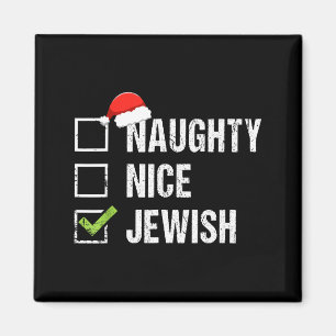 Naughty Nice Jewish Shirt Santa Jew Christmas Gift Magnet