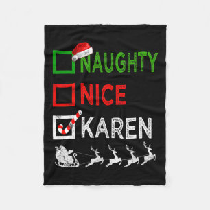 Naughty Nice Karen Christmas Pyjamas Funny Santa H Fleece Blanket