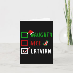 Naughty Nice Latvian Funny Latvia Christmas Santa Card