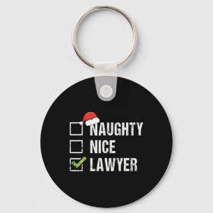 Naughty Nice Lawyer Santa Hat Law Christmas Gift  Key Ring