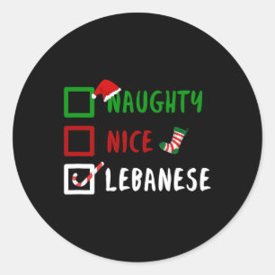 Naughty Nice Lebanese Funny Lebanon Christmas Sant Classic Round Sticker