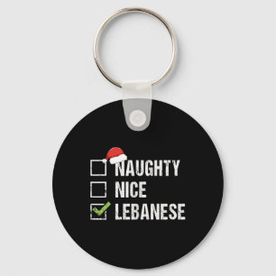 Naughty Nice Lebanese Lebanon Santa Christmas Gift Key Ring