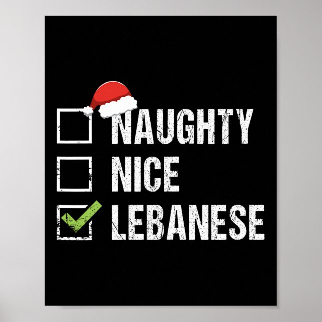 Naughty Nice Lebanese Lebanon Santa Christmas Gift Poster (Front)